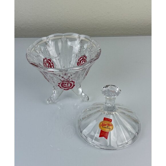 VTG Anna Hutte Bleikristall Lead Crystal Rose Lidded Trinket Candy Dish Germany - Picture 4 of 10